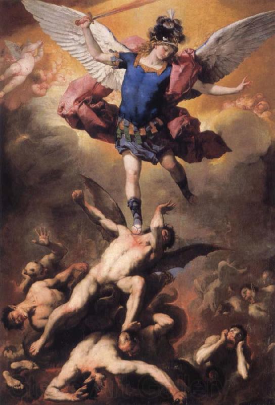 Luca Giordano The Archangel Michael driving the rebellious angels into Hell Norge oil painting art
